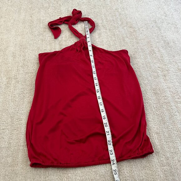 Vintage Y2K 2006 Banana Republic Red Silk Halter Knit Blouse Top S - Picture 5 of 11